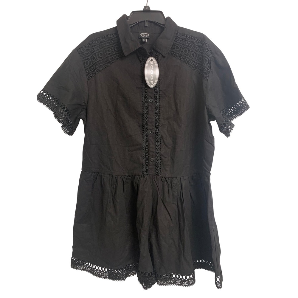 NWT Scoop Crochet Eyelet Romper‎ Cotton Linen Whimsigoth Grunge Womens Large